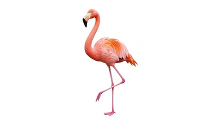 Fototapeta premium Pink flamingo isolated on white background