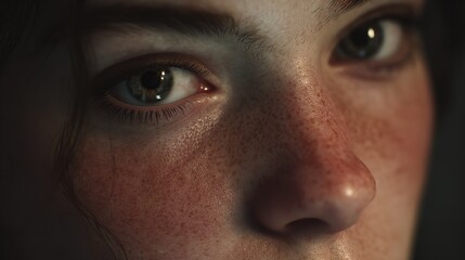 Fototapeta premium Portrait of a woman with visible bruises on her face, expressing pain and vulnerability, symbolizing abuse and emotional trauma.