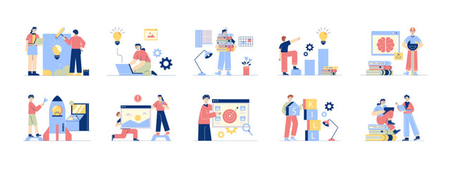 Skill building illustrations set. Flat vector illustration concept.