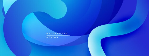 Abstract blue waves, smooth gradients create dynamic flowing shapes. Modern design, perfect backdrop for presentations.