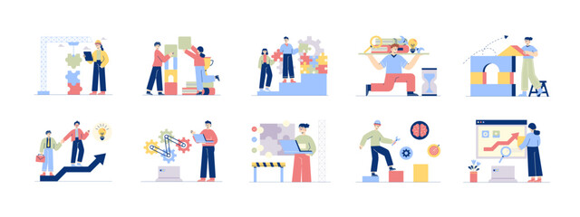Skill building illustrations set. Flat vector illustration concept.
