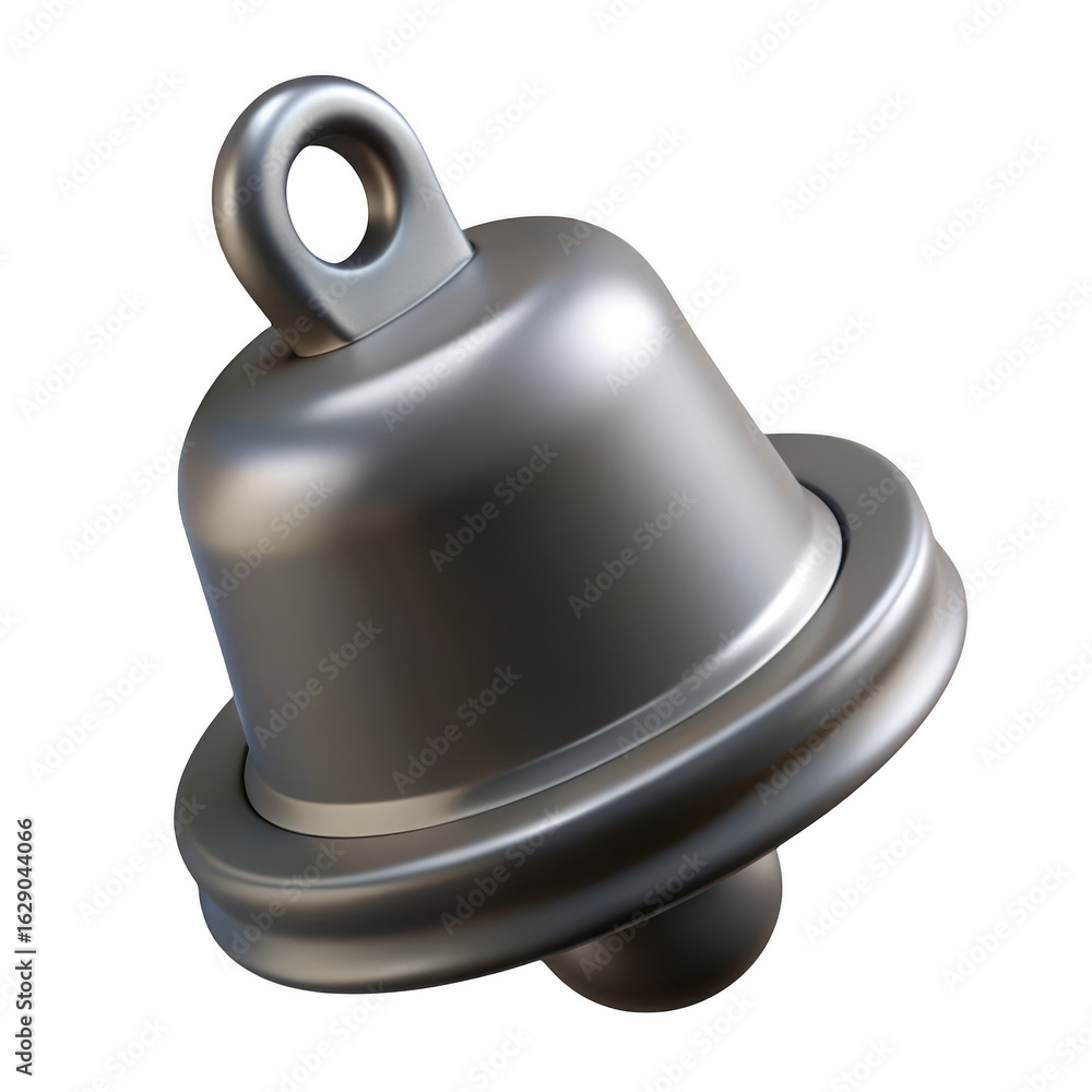 Poster 3d metallic bell with hanging loop isolated on transparent background