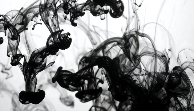 Abstract monochrome image of swirling black ink in water - Powered by Adobe