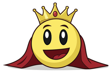 Yellow Smiley Face Wearing a Crown and Red Cape emoji emoticon