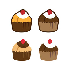 マフィン/カップケーキのベクターイラスト素材セット