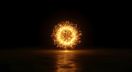 A single particle joins a cluster to achieve critical mass and ignite into a star, a metaphor for the tipping point, network effect, and self-sustaining success.