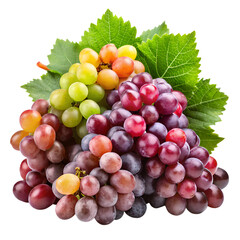 Juicy Grape Bunch and Loose Grapes with Splash Effects, Water Droplets, Ultra-Realistic 8K PNG