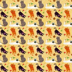 seamless pattern with cute cats