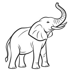 Obraz premium Clean Vector Silhouette of an Elephant Raising Its Trunk.