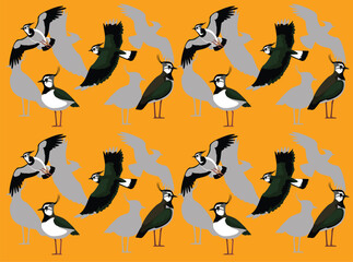 Northern Lapwing Bird Cartoon Character Seamless Wallpaper Background