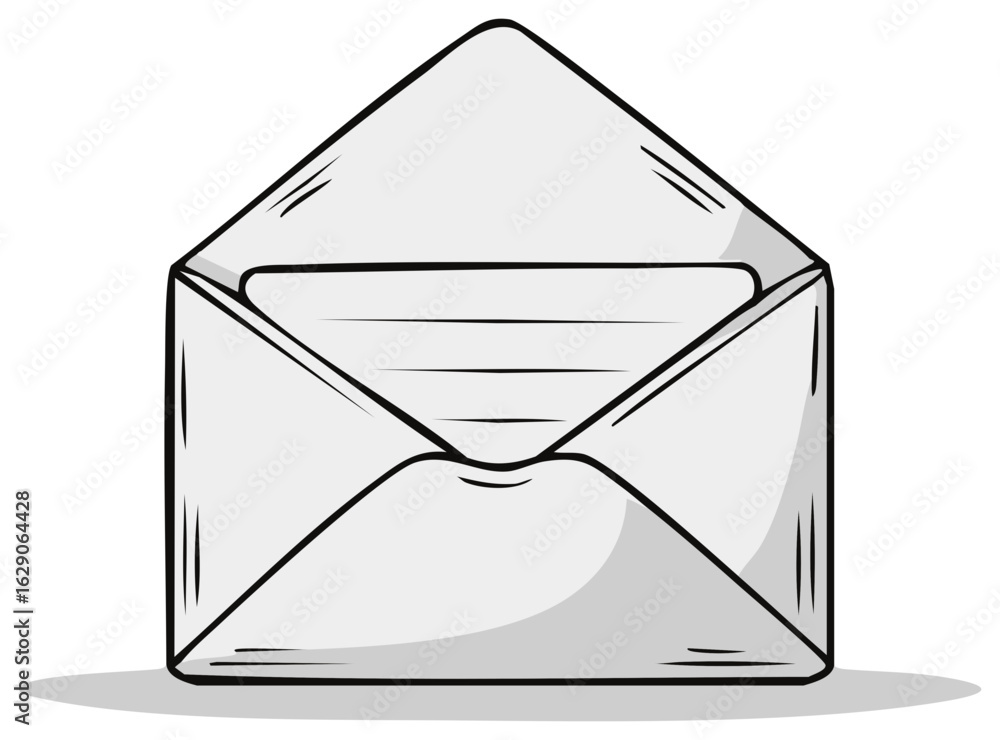 Poster simple vector illustration of an open letter envelope with a blank message