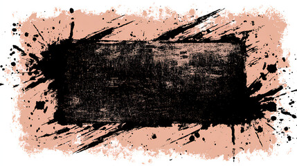 Ink stencil brush strokes and grunge lines with paint splashes drawn in a rectangular shaped composition for text, callouts. Brush strokes in dirty style with drops blots. Grunge banners. Vector set S