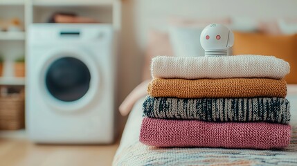 Robotic assistance for household chores, folding laundry, cleaning surfaces, efficient home management.