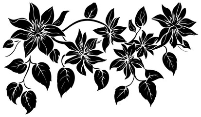 Passion flower vine silhouette decoration border