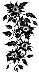 Passion flower vine silhouette decoration border