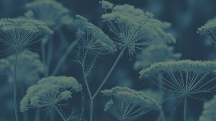 Delicate Dill Flowers with Intricate Seed Heads in Soft Blue Tones plant herb