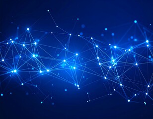 Abstract network of glowing points and lines on a dark blue background