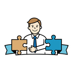 People stand confidently on colorful jigsaw puzzle pieces, symbolizing unity, teamwork, and how every individual’s unique role fits perfectly into the bigger picture.
