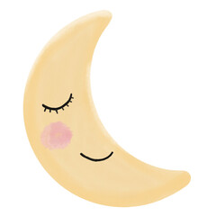 cartoon illustration of a crescent moon