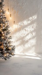 Festive christmas tree decorated with ornaments and lights