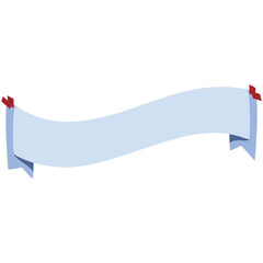Wavy pastel blue ribbon scroll banner in flat design. Clean and soft element perfect for child-themed visuals, headers, or wedding invitations.

