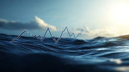 Financial trend graph over water