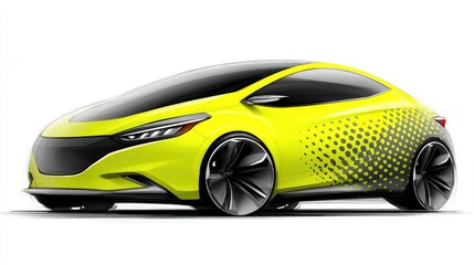 Fototapeta premium Futuristic Yellow Concept Car Design with Modern Aesthetic and Dynamic Patterns