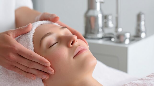 Relaxing facial treatment at a spa with soft lighting and soothing ambiance.