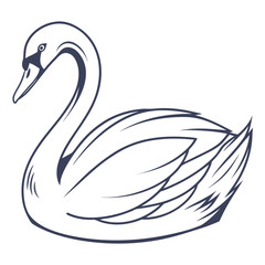 Fototapeta premium Graceful Silhouette of a Swan with Neck Curved Down.