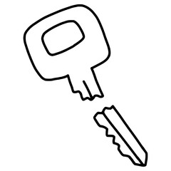 broken house key hand drawn outline illustration