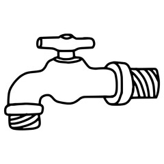 faucet or valve with rotator handle hand drawn outline illustration
