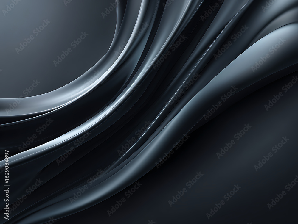 Poster elegantly flowing black and gray abstract design creating a sense of motion and depth