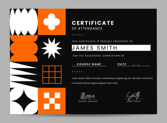 Certificate of Attendance with Geometric Abstract Shapes