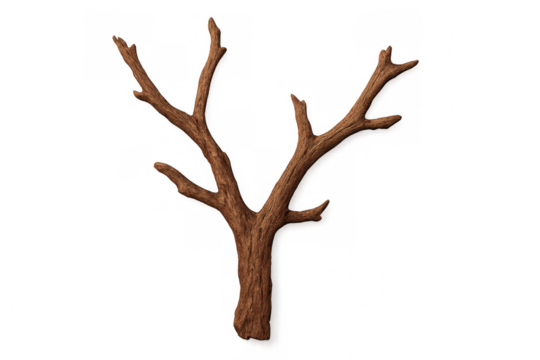 Dry tree branch rendered in 3d, transparent background, isolated for seamless compositing in natural design contexts
