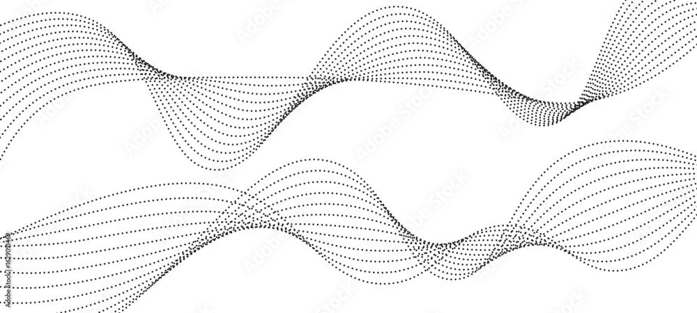 Poster waving particle technology dots isolated on white background