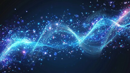 Abstract glowing blue waves