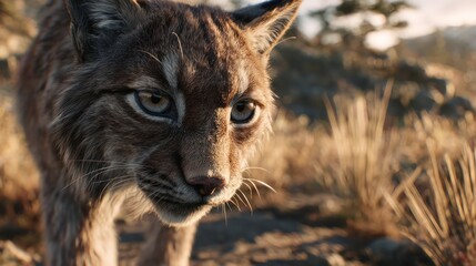 Obraz premium Close-up of a lynx in a natural setting