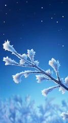 Frosted branch at twilight