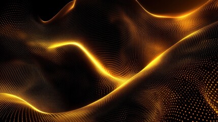 Abstract gold wave patterns on dark background