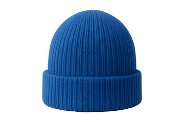 Blue knit beanie isolated on transparent background