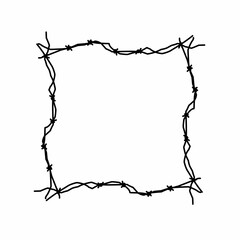 barbed wire frame vector illustration isolated on white background, perfect for tattoos, tattoo, dark border elements, streetwear, print decoration