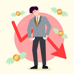 Money flying out of wallet due to economic downturn