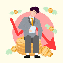 Young man feeling sad due to economic downturn