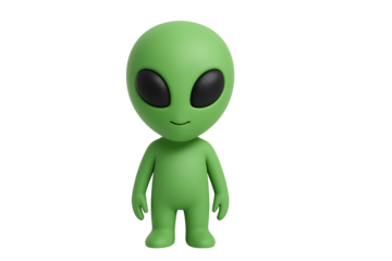 Adorable cute alien isolated on transparent background