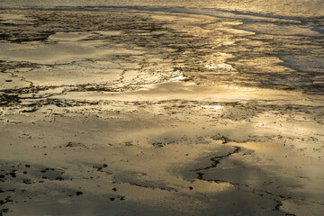 夏の奄美大島の夜明け前の珊瑚礁の海。