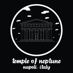 Circle Icon Temple of Neptune. Vector illustration