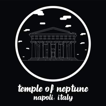 Circle Icon Temple of Neptune. Vector illustration