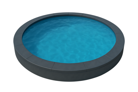 Modern round swimming pool isolated on transparent background