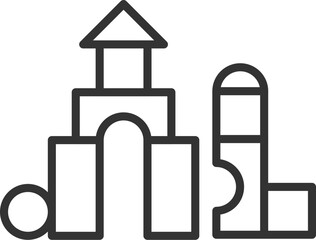 ホビーの、積み木のアイコン（線画）のイラスト