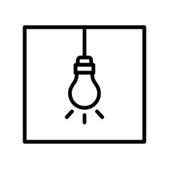 Obraz premium Single light bulb in empty room in outline style symbolizing poverty and isolation